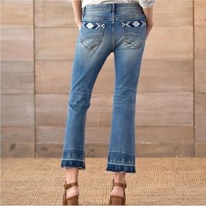 DRIFTWOOD Blue Flare Jeans with Embroidered Accents Sundance Catalog